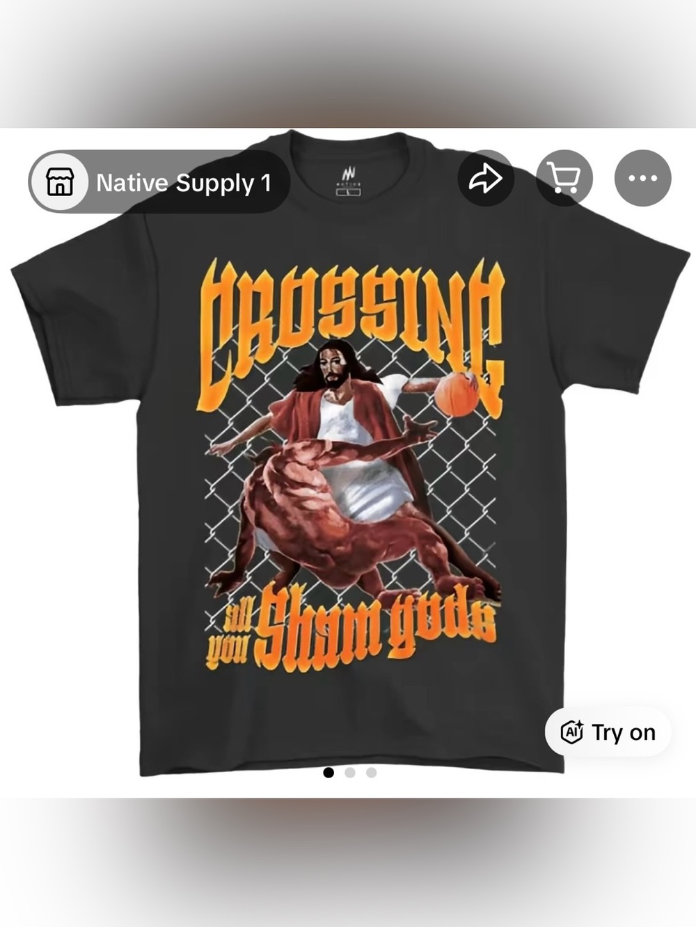 Native Supply x HGA x KB Jesus Crossing All You Sham Gods Men’s XL Black Shirt